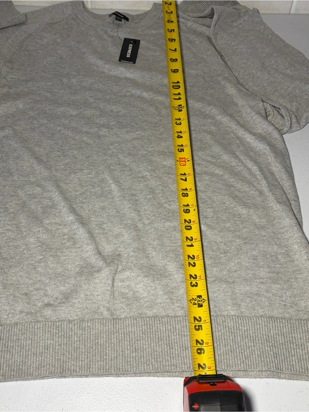 NWT Express Gray Solid 100% Cotton Knit Crew Neck Pullover Sweater Men's Size M